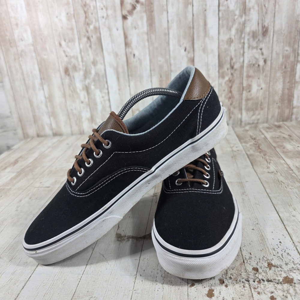 Vans Era 59 Mens 11 Black Canvas Brown Leather C&L Low Top Skate Shoes 721356 - Picture 5 of 8